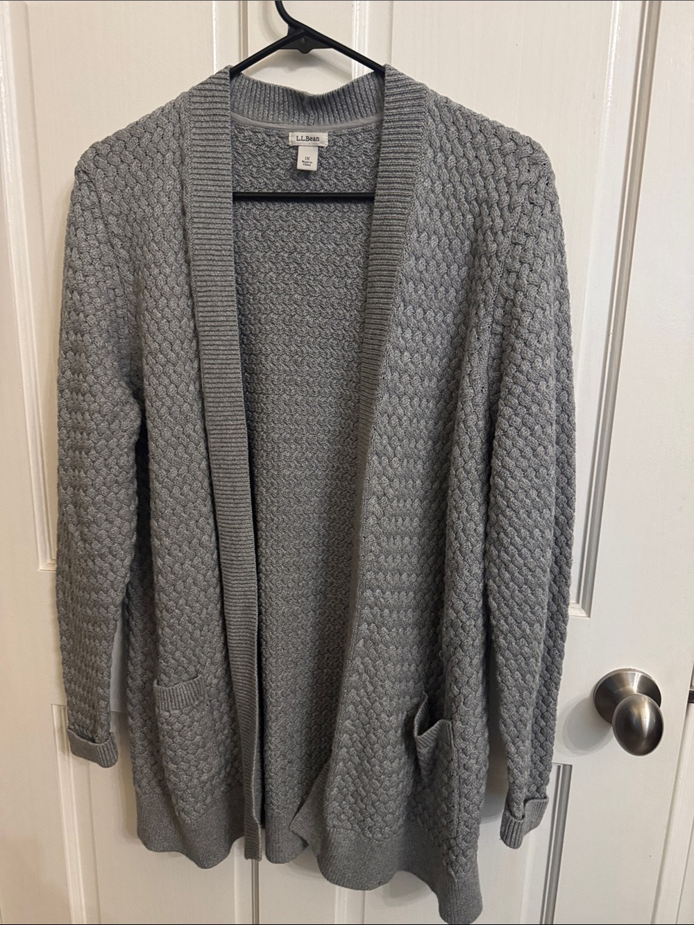L.L. Bean Light Gray Textured Open-Front Women's Cardigan
